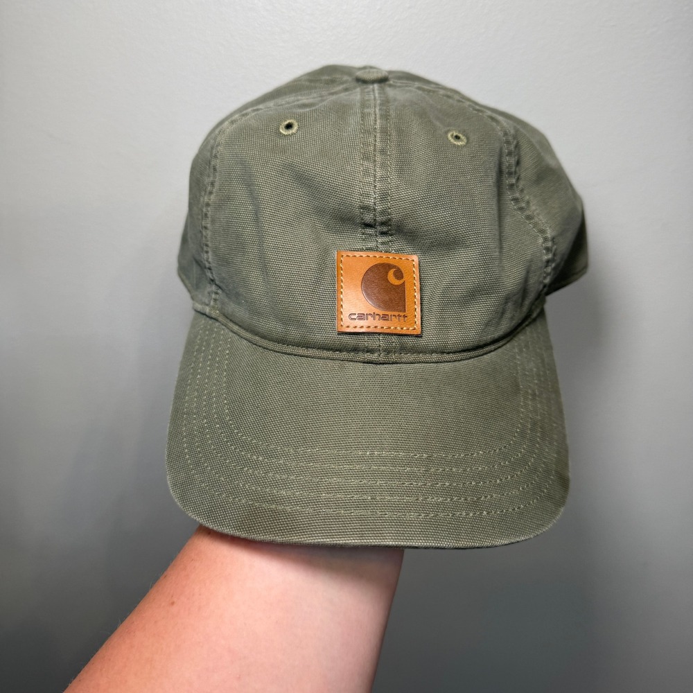 Carhartt Men's Olive Green Canvas Adjustable Baseball Cap Dad Hat Logo Patch